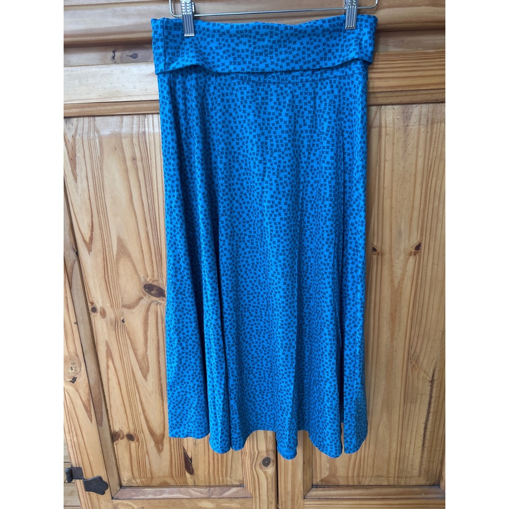 Patagonia Kamala Midi Skirt Blue Geometric Print Fold Over Waist Womens Medium